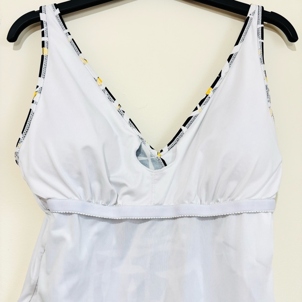 Tahari Off The Grid Black Yellow White Lace Up Grommet One-Piece Swimsuit Large - Picture 14 of 16